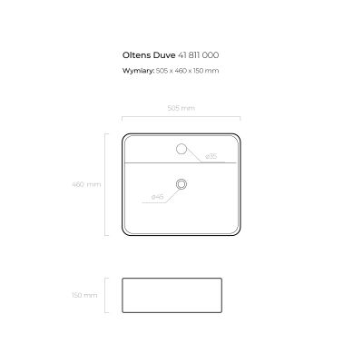 Umywalka 50.5x46 cm prostokątna nablatowa biała 41811000 Oltens Duve