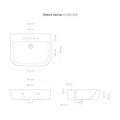 Umywalka 56x45 cm półokrągła ścienna biała 41002000 Oltens Vernal