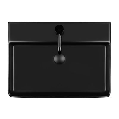 Umywalka 59x43.5 cm prostokątna ścienna-nablatowa czarna 41800300 Oltens Duve