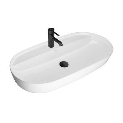 Umywalka 80x40 cm owalna nablatowa biała 41815000 Oltens Hamnes