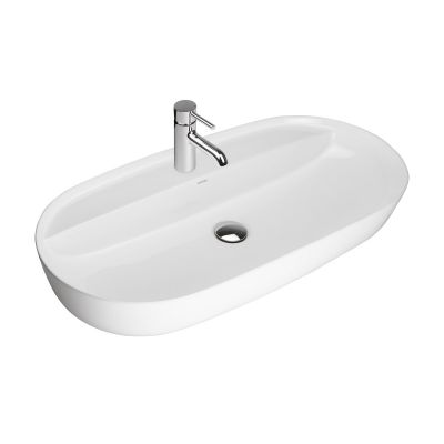 Umywalka 80x40 cm owalna nablatowa biała 41815000 Oltens Hamnes