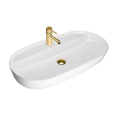 Umywalka 80x40 cm owalna nablatowa biała 41815000 Oltens Hamnes