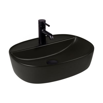 Umywalka 51x39 cm owalna nablatowa czarna 41813300 Oltens Hamnes