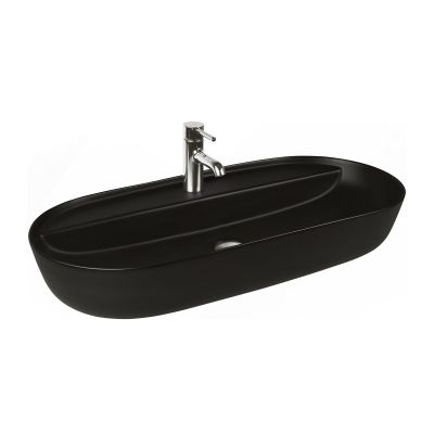 Umywalka 80x40 cm owalna nablatowa czarna 41815300 Oltens Hamnes