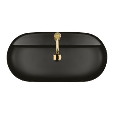 Umywalka 80x40 cm owalna nablatowa czarna 41815300 Oltens Hamnes