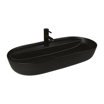 Umywalka 80x40 cm owalna nablatowa czarna 41815300 Oltens Hamnes
