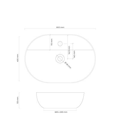 Umywalka 80x40 cm owalna nablatowa czarna 41815300 Oltens Hamnes