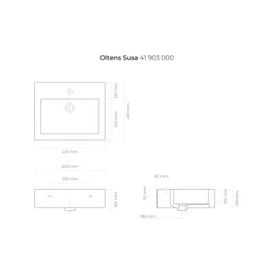 Umywalka 50x41 cm prostokątna ścienna-nablatowa biała 41903000 Oltens Susa