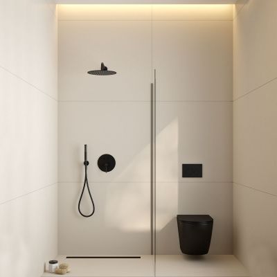 Ścianka prysznicowa 120 cm czarny mat/szkło przezroczyste 22004300 Oltens Bo