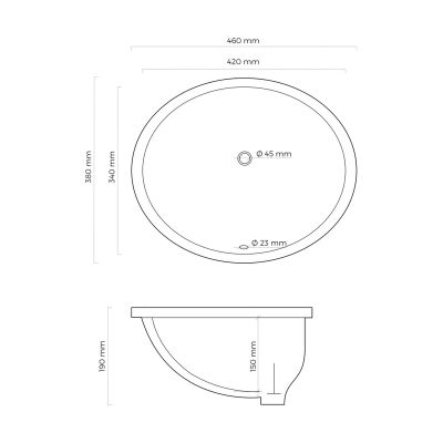 Umywalka 46x38 cm owalna podblatowa biała 40600000 Oltens Mana