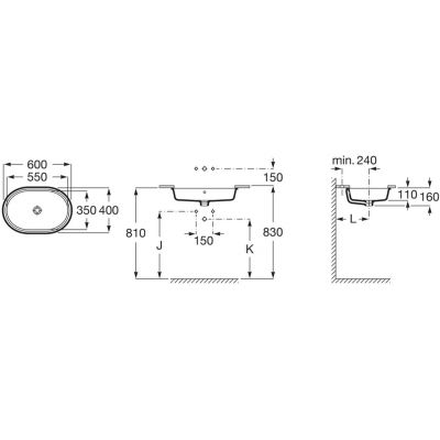 Umywalka 55x35 cm owalna podblatowa biała A3270YC000 Roca Gap