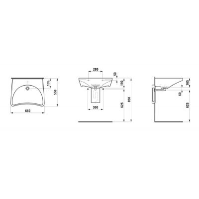 Umywalka 66x55 cm ścienna dla niepełnosprawnych biała A32723500P Roca Access Dostępna Łazienka