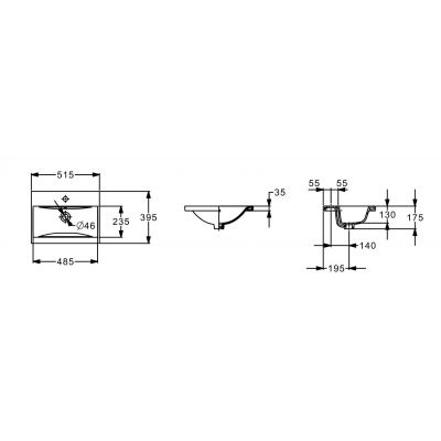 Umywalka 51.5x39.5 cm prostokątna meblowa biała A3272A0000 Roca Hebe