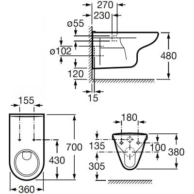 Miska WC wisząca dla niepełnosprawnych biały A346237000 Roca Access Dostępna Łazienka