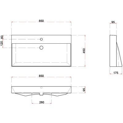 Umywalka 80x45 cm prostokątna ścienna-meblowa biała 17085 Sapho Kare