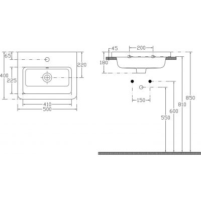 Umywalka 50x40 cm prostokątna ścienna-meblowa-wpuszczana biała KE050 Sapho City