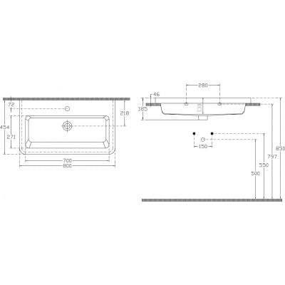 Umywalka 80x45.4 cm prostokątna ścienna-meblowa-wpuszczana biała KE080 Sapho City