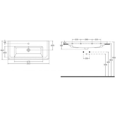 Umywalka 101.3x46 cm prostokątna ścienna-meblowa biała KE100 Sapho City