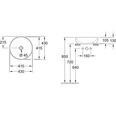 Umywalka 43x43 cm okrągła nablatowa biała-niebieska 417943BCS4 Villeroy & Boch Artis