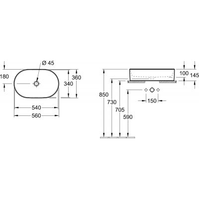 Umywalka 56x36 cm owalna nablatowa biała 4A195601 Villeroy & Boch Collaro