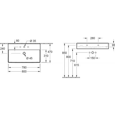 Umywalka 80x47 cm prostokątna ścienna biała 4A2280R1 Villeroy & Boch Memento 2.0