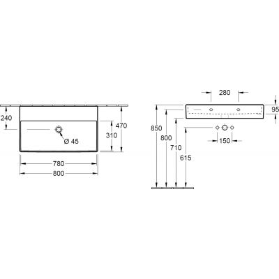 Umywalka 80x47 cm prostokątna ścienna biała 4A2283R1 Villeroy & Boch Memento 2.0