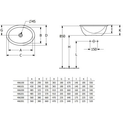 Umywalka 50.5x36 cm owalna wpuszczana biała 4A610001 Villeroy & Boch Loop & Friends