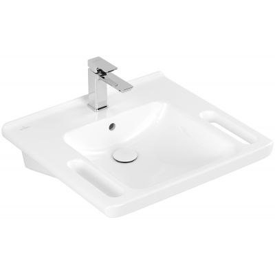 Umywalka 60x55 cm prostokątna ścienna dla niepełnosprawnych biała 4A686001 Villeroy & Boch ViCare