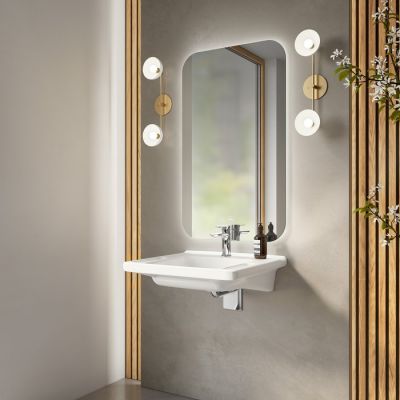 Umywalka 60x55 cm prostokątna ścienna dla niepełnosprawnych biała 4A686001 Villeroy & Boch ViCare