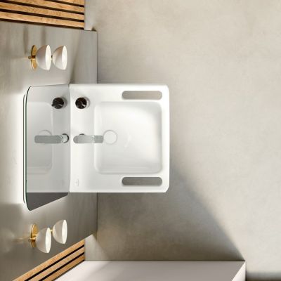 Umywalka 60x55 cm prostokątna ścienna dla niepełnosprawnych biała 4A686001 Villeroy & Boch ViCare