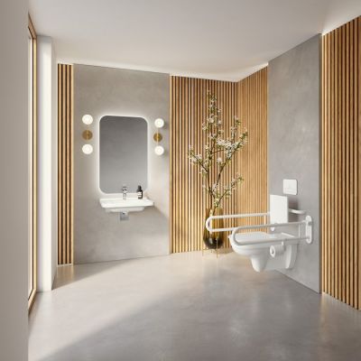 Umywalka 60x55 cm prostokątna ścienna dla niepełnosprawnych biała 4A686001 Villeroy & Boch ViCare