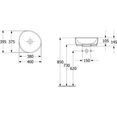 Umywalka 40x39.5 cm nablatowa brąz/beż 4A7240AM Villeroy & Boch Antao