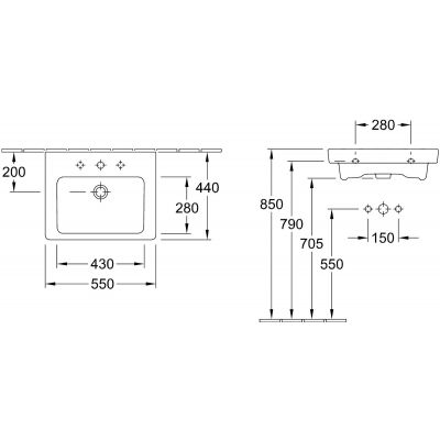 Umywalka 55x44 cm prostokątna meblowa biała 7113F5R1 Villeroy & Boch Subway 2.0