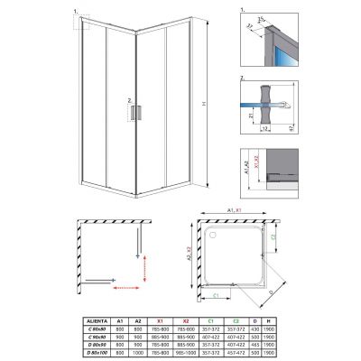 Kabina prysznicowa 100x80 cm prostokątna czarny mat/szkło przezroczyste 102580105401 Radaway Alienta D