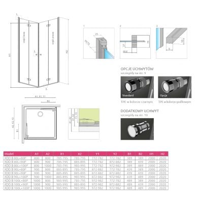 Kabina prysznicowa część prawa 90x90 cm kwadratowa 3840710101R Radaway Fuenta New