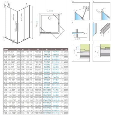 Kabina prysznicowa część lewa 90x90 cm kwadratowa 101050905401L Radaway Furo KDD