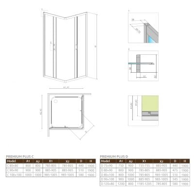 Kabina prysznicowa kwadratowa 80x80 cm 304630101N Radaway Premium Plus C
