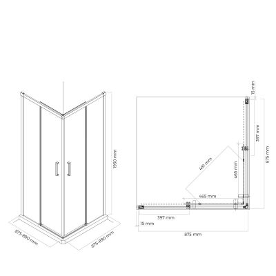 Kabina prysznicowa 90x90 cm kwadratowa chrom połysk/szkło przezroczyste 20006100 Oltens Breda