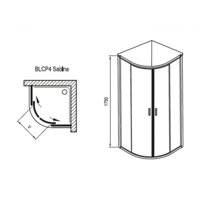 Kabina prysznicowa półokrągła 90x90 cm biały 3B270140Z1 Ravak Blix