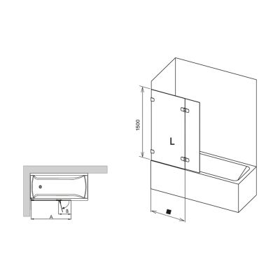 Parawan nawannowy dwuczęściowy 7ULA0A00Z1 Ravak Brillant
