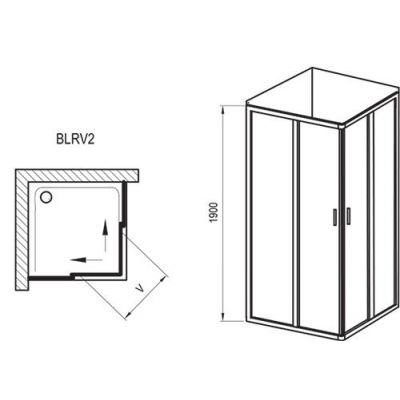 Kabina prysznicowa kwadratowa 80x80 cm aluminium 1LV40C00Z1 Ravak Blix