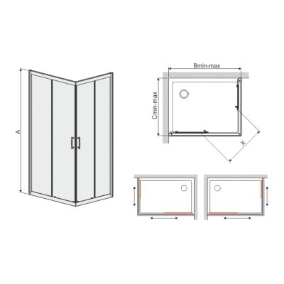 Kabina prysznicowa prostokątna 100x90 cm srebrny 600271184038401 Sanplast TX