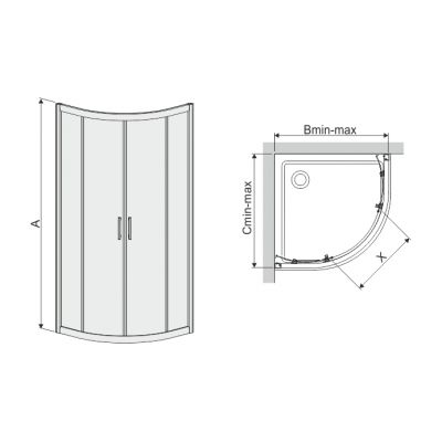 Kabina prysznicowa półokrągła 90x90 cm srebrny 600271026239401 Sanplast TX