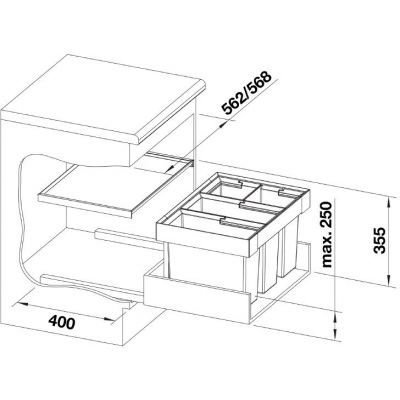 Sortownik na odpady 42 l czarny-szary 521474 Blanco Flexon II