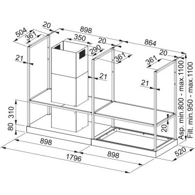 Okap kuchenny 180 cm czarny 3250678073 Franke Mythos