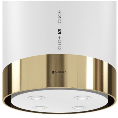 Okap kuchenny 39 cm wyspowy biały-złoty CYLINDROISOLA397LIGHTGOLDRING Globalo Exclusive Cylindro Isola