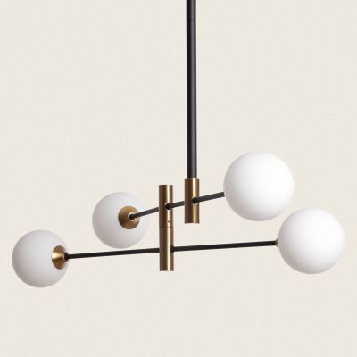 Lampa wisząca 4x20 W czarna-złota-mleczna ABR4KLWZ Abruzzo Milano