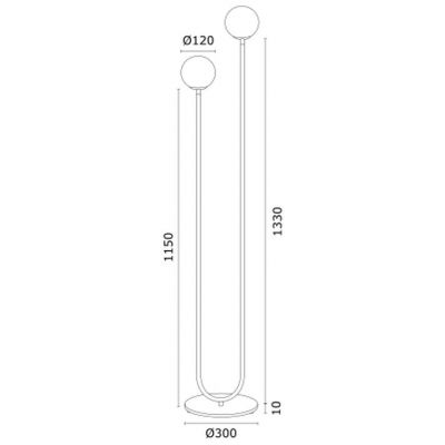 Lampa stojąca 2x7 W czarna-mosiądz-opal 7073 Argon Ferrone