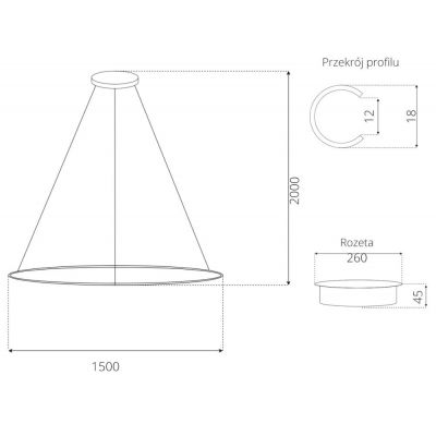 Lampa wisząca 1x57 W biała LA073P150in4kwhitedimm Altavola Design Ledowe Okręgi