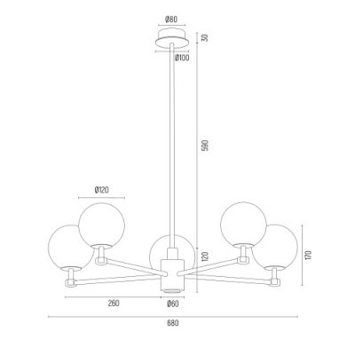 Lampa wisząca 5x7 W mosiądz 2179 Argon Aruba